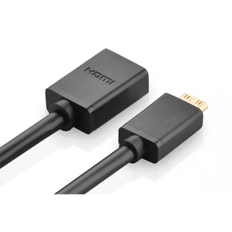 HDMI kabelis Ugreen 20137 Mini-HDMI vīrišķais savienotājs uz HDMI sievišķo savienotāju Melns Zelts