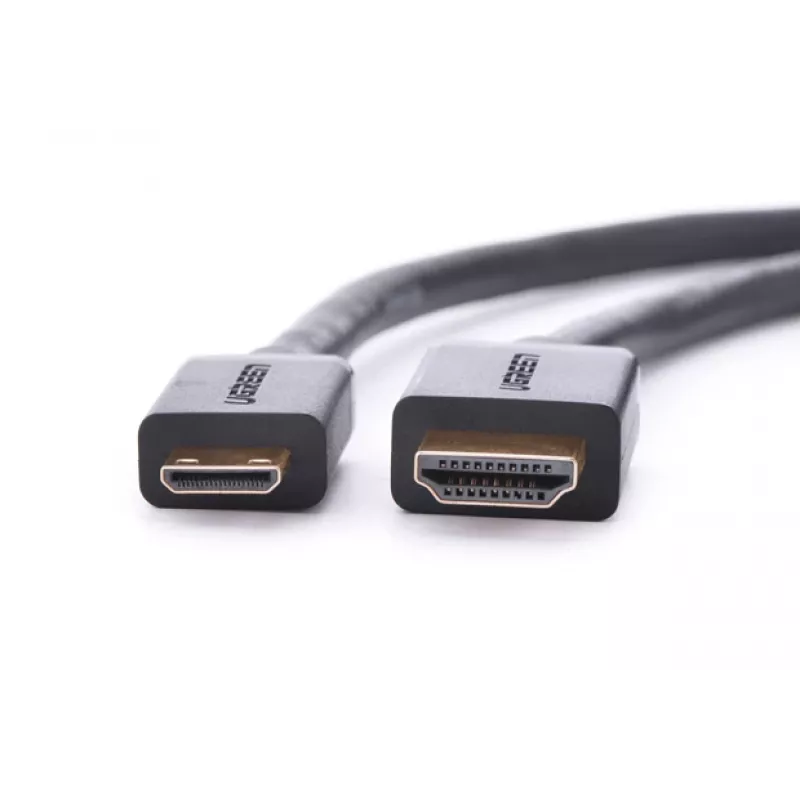 HDMI kabelis Ugreen 20137 Mini-HDMI vīrišķais savienotājs uz HDMI sievišķo savienotāju Melns Zelts