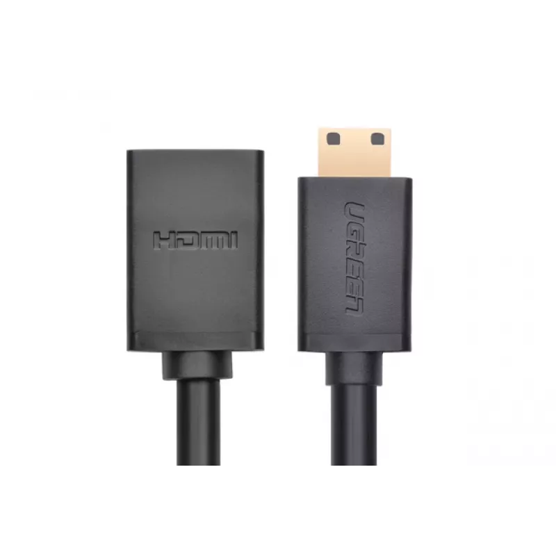 HDMI kabelis Ugreen 20137 Mini-HDMI vīrišķais savienotājs uz HDMI sievišķo savienotāju Melns Zelts