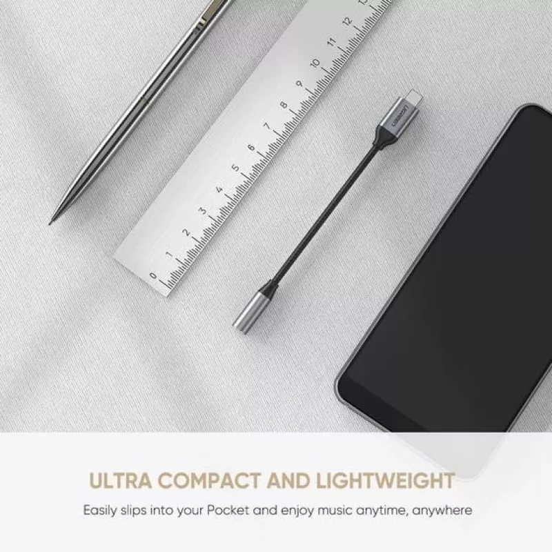 Mobilā tālruņa kabelis Ugreen 30632 USB C uz 3,5 mm, melns