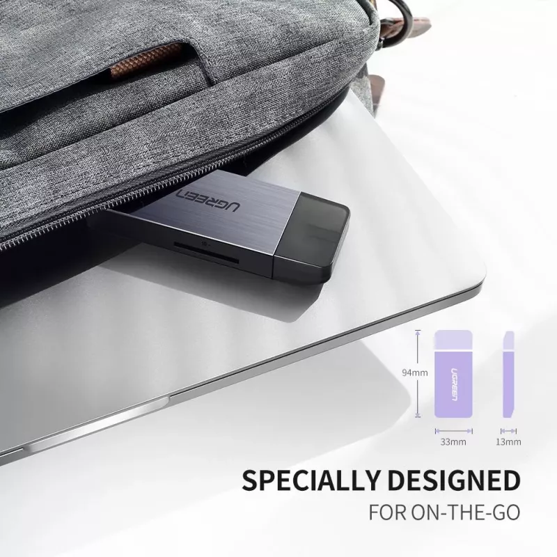 Karšu lasītājs UGREEN 50541 USB 3.2 Gen 1 (3.1 Gen 1) — CF, SD, MicroSD, Memory Stick, tērauda, 5000 Mbit/s