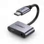 Ugreen CM193 USB-C uz 3,5 mm audio adapteris, 2 portu, pelēks