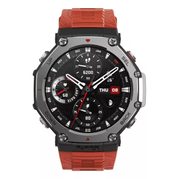 Amazfit T-Rex 3 Lava 3.81 cm (1.5 collas) AMOLED 48.5 mm Digitāls 480 x 480 pikseļi Skārienjutīgs Melns, Nerūsējošais tērauds GPS (satelīts)