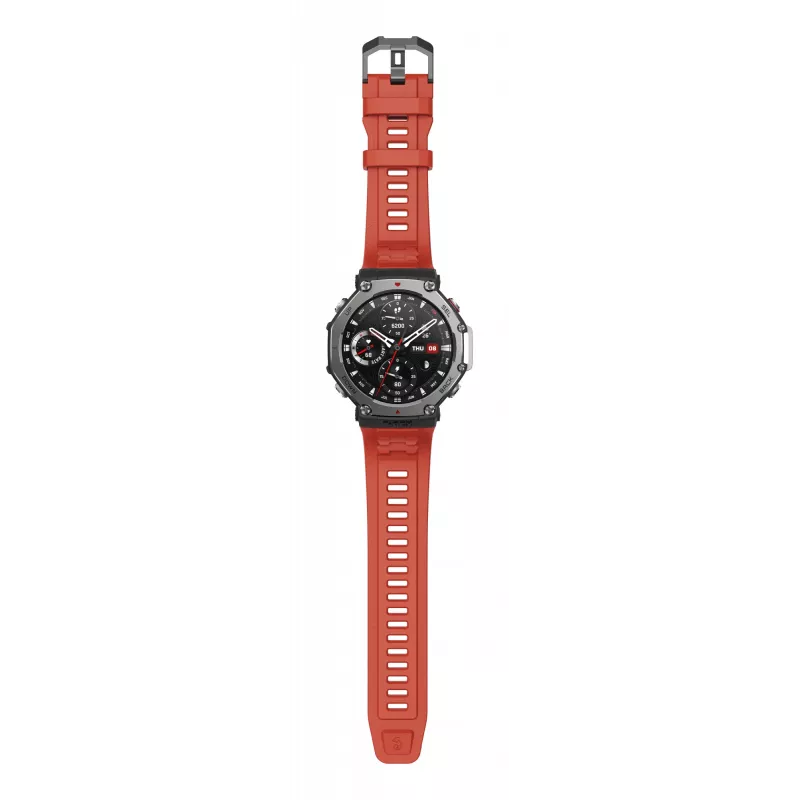 Amazfit T-Rex 3 Lava 3.81 cm (1.5 collas) AMOLED 48.5 mm Digitāls 480 x 480 pikseļi Skārienjutīgs Melns, Nerūsējošais tērauds GPS (satelīts)