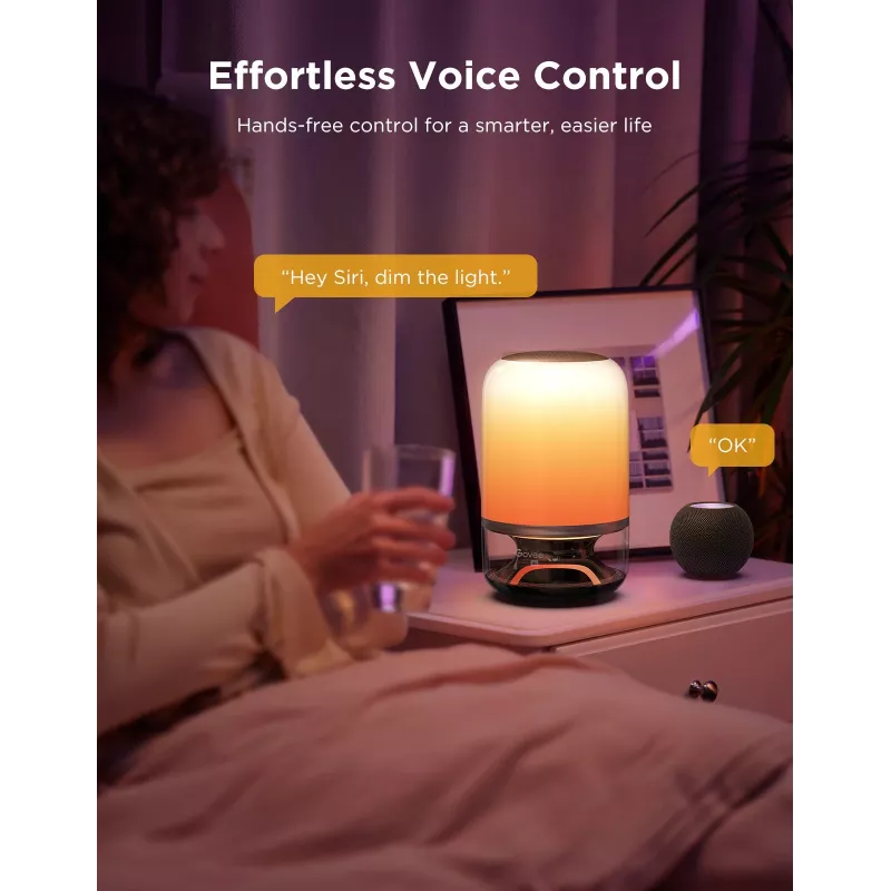 Galda lampa Govee H6020 Table Lamp 2 Pro Sound by JBL — RGBIC + silti balta, 600 lm, Wi‑Fi & Bluetooth, 5200 mAh