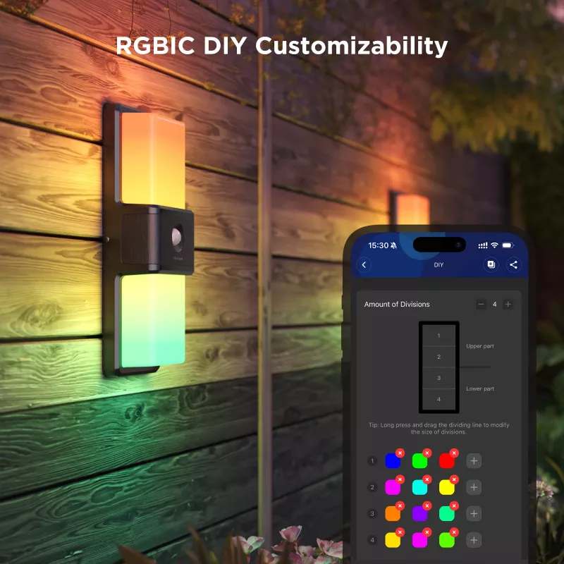 Āra sienas gaismeklis Govee H7078CD1 Smart RGB krāsu mainošs, Wi‑Fi/viedā vadība
