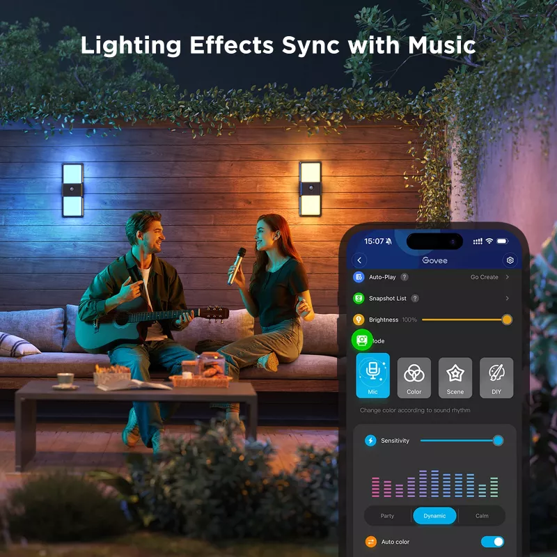 Āra sienas gaismeklis Govee H7078CD1 Smart RGB krāsu mainošs, Wi‑Fi/viedā vadība