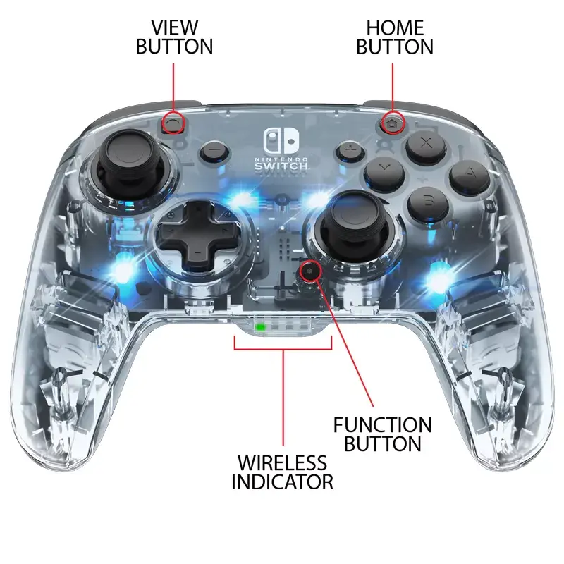 PDP Afterglow Melns, caurspīdīgs spēļu kontrolieris analogs / digitāls Nintendo Switch, Nintendo Switch Lite, Nintendo Switch OLED