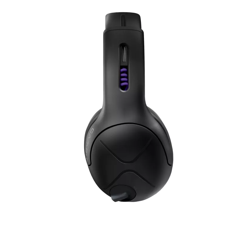 Austiņas VICTRIX Gambit Wireless — vadu un bezvadu, 20–20000 Hz, 2 m kabelis, 301 g, melnas/purpura
