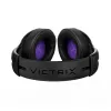Austiņas VICTRIX Gambit Wireless — vadu un bezvadu, 20–20000 Hz, 2 m kabelis, 301 g, melnas/purpura