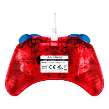 PDP Rock Candy: Mario Punch Red, caurspīdīgs USB spēļu kontrolieris analogais / digitālais Nintendo Switch, Nintendo Switch Lite, Nintendo Switch OLED