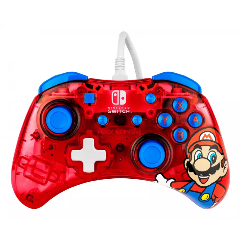 PDP Rock Candy: Mario Punch Red, caurspīdīgs USB spēļu kontrolieris analogais / digitālais Nintendo Switch, Nintendo Switch Lite, Nintendo Switch OLED