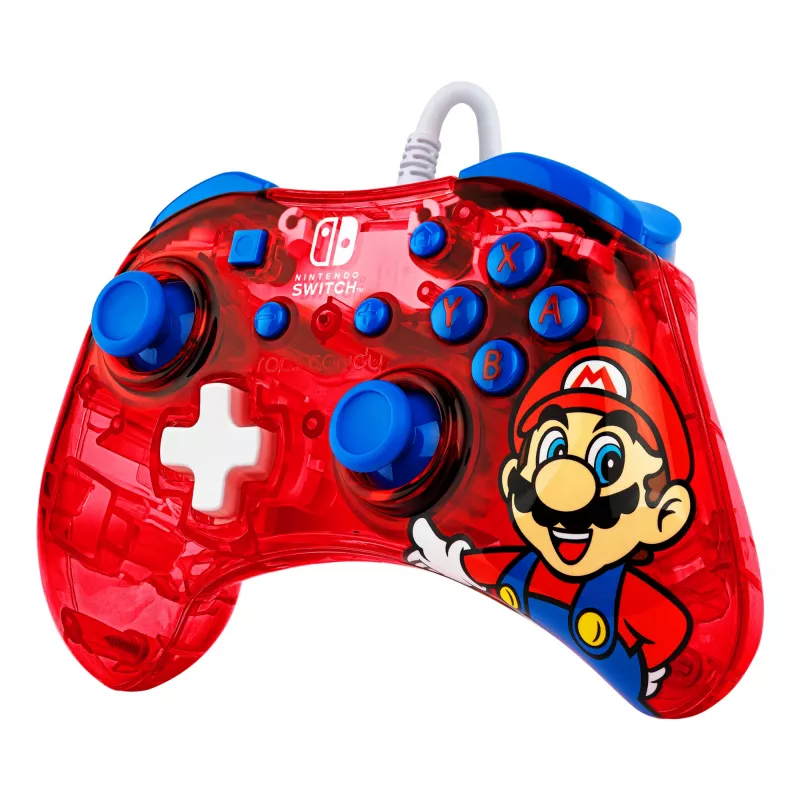 PDP Rock Candy: Mario Punch Red, caurspīdīgs USB spēļu kontrolieris analogais / digitālais Nintendo Switch, Nintendo Switch Lite, Nintendo Switch OLED