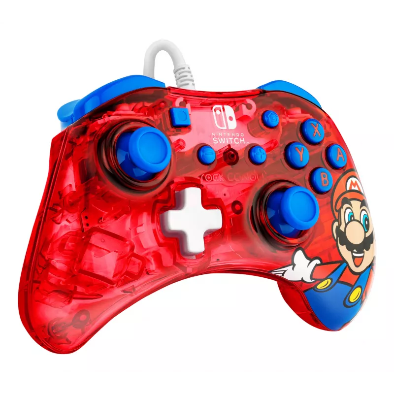 PDP Rock Candy: Mario Punch Red, caurspīdīgs USB spēļu kontrolieris analogais / digitālais Nintendo Switch, Nintendo Switch Lite, Nintendo Switch OLED