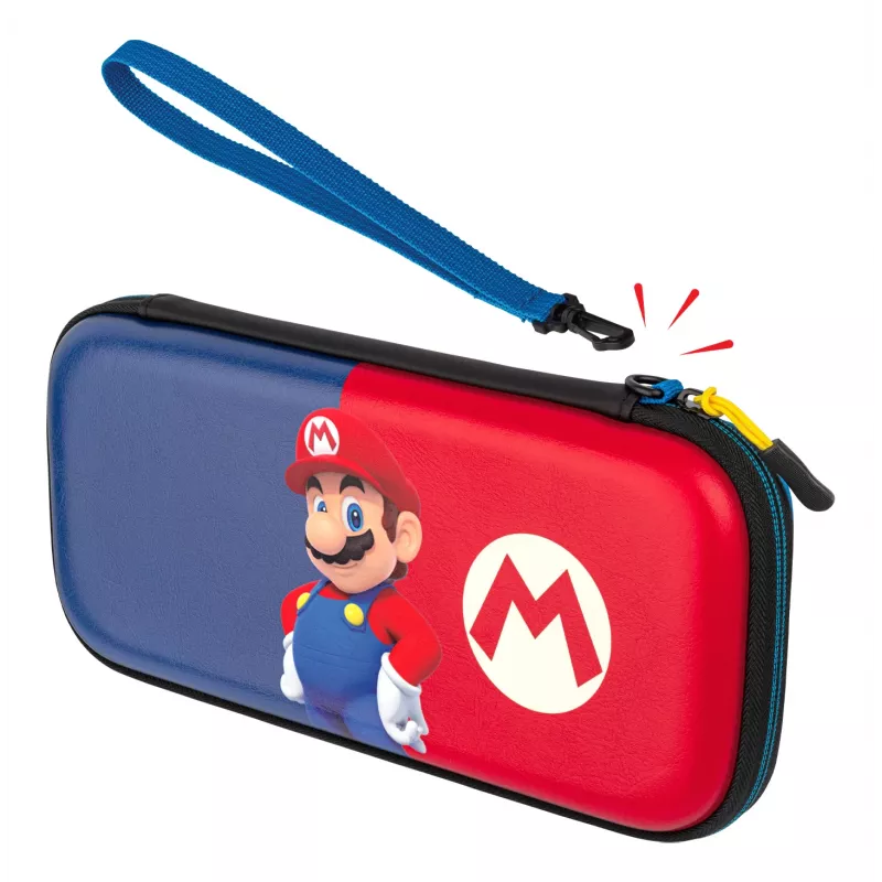 Cietais pārnēsājamais futrālis PDP plāns Deluxe Power Pose Mario priekš Nintendo — zils/sarkans