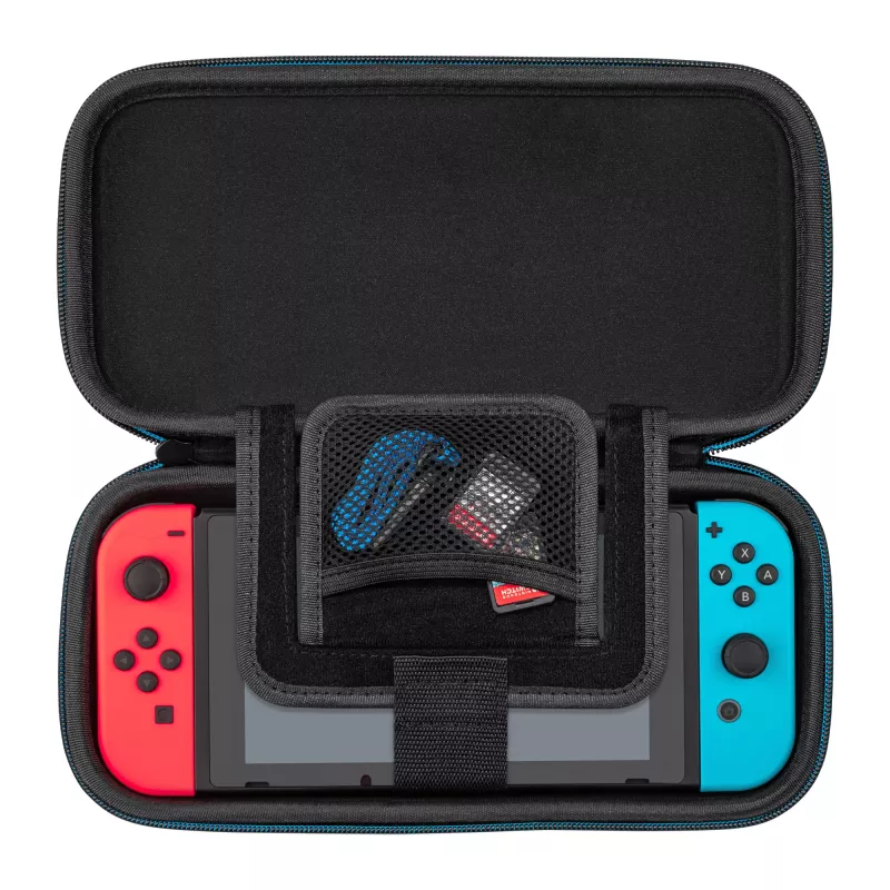 Cietais pārnēsājamais futrālis PDP plāns Deluxe Power Pose Mario priekš Nintendo — zils/sarkans