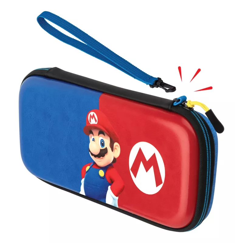 Cietais pārnēsājamais futrālis PDP plāns Deluxe Power Pose Mario priekš Nintendo — zils/sarkans