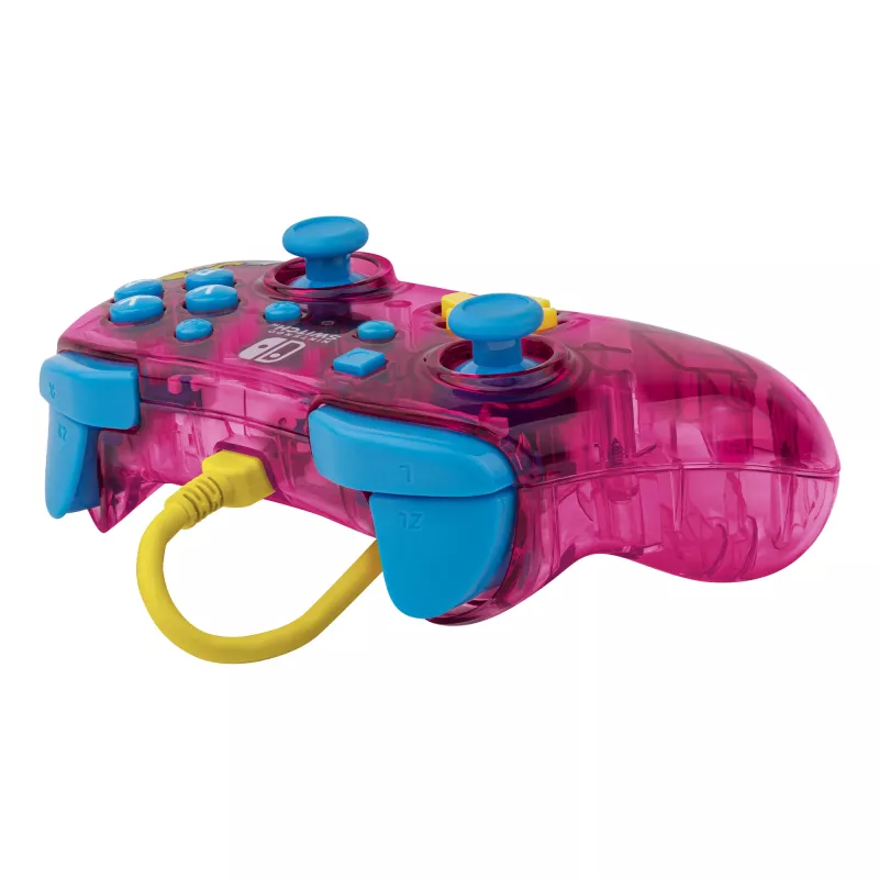PDP Rock Candy: Bubblegum Peach Pink, caurspīdīgs USB spēļu kontrolieris Analogue / Digital Nintendo Switch, Nintendo Switch Lite, Nintendo Switch OLED