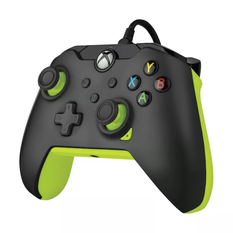 Vadu PDP spēļu kontrolieris Electric Melns Xbox Series X|S, Xbox One un Windows — USB-C, 2,43 m kabelis, D-spilventiņš, Izvēlnes/Dalīšanās/Skata pogas