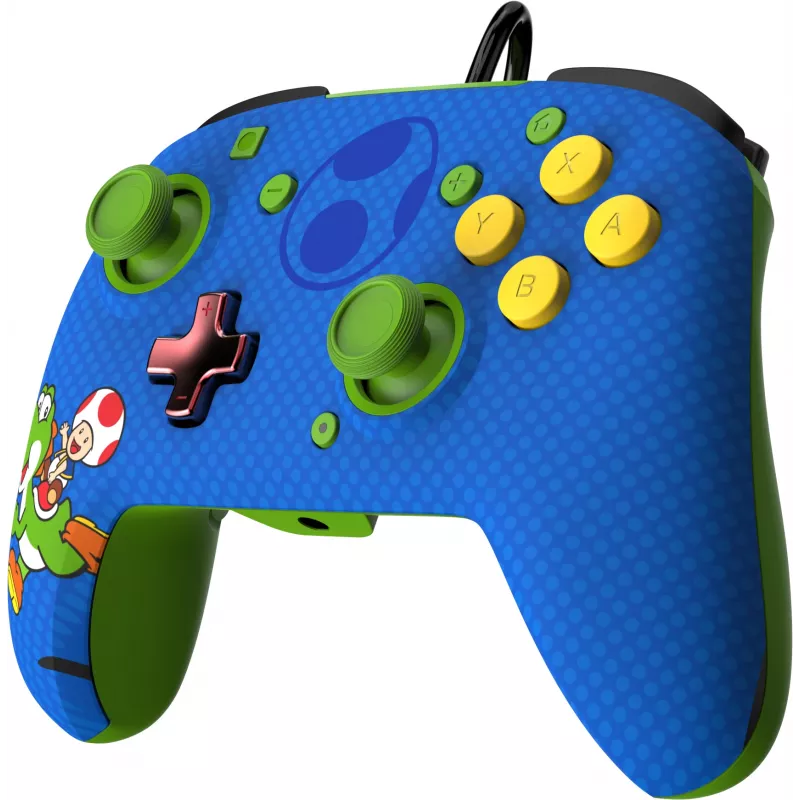 PDP REMATCH vadu kontrolieris: Yoshi & Toad, spēļu panelis, Nintendo Switch, Nintendo Switch OLED, D-kursors, Sākuma poga, analogā / digitālā, vadu, USB