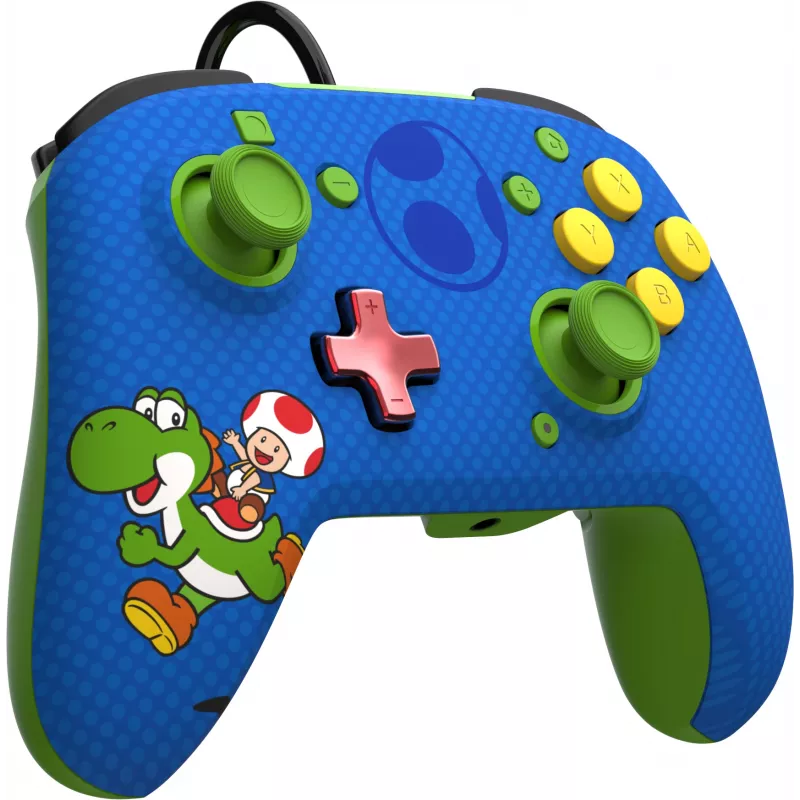 PDP REMATCH vadu kontrolieris: Yoshi & Toad, spēļu panelis, Nintendo Switch, Nintendo Switch OLED, D-kursors, Sākuma poga, analogā / digitālā, vadu, USB