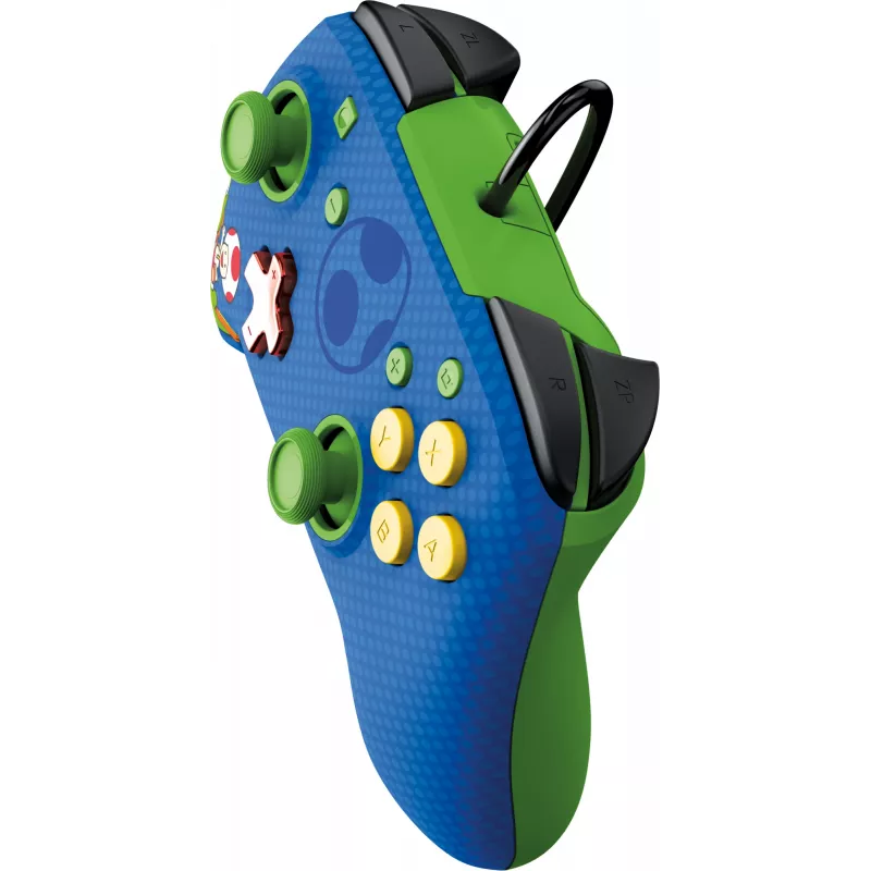 PDP REMATCH vadu kontrolieris: Yoshi & Toad, spēļu panelis, Nintendo Switch, Nintendo Switch OLED, D-kursors, Sākuma poga, analogā / digitālā, vadu, USB
