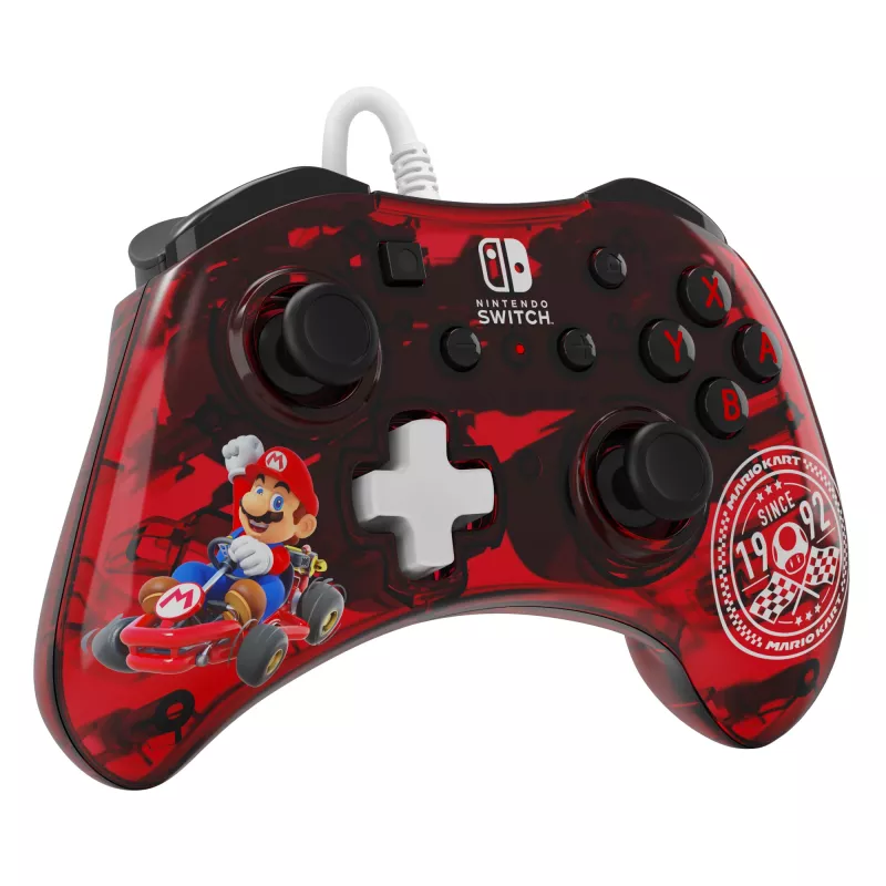 PDP Rock Candy: Mario Punch Red, caurspīdīgs USB spēļu kontrolieris analogais / digitālais Nintendo Switch, Nintendo Switch Lite, Nintendo Switch OLED