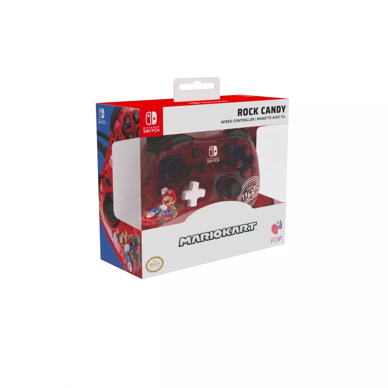 PDP Rock Candy: Mario Punch Red, caurspīdīgs USB spēļu kontrolieris analogais / digitālais Nintendo Switch, Nintendo Switch Lite, Nintendo Switch OLED