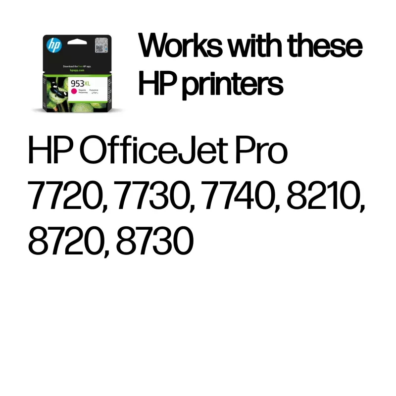 HP 953XL lielas ietilpības fuksīna oriģinālā tintes kasetne, fuksīna, 1 gab., 1450 lapas