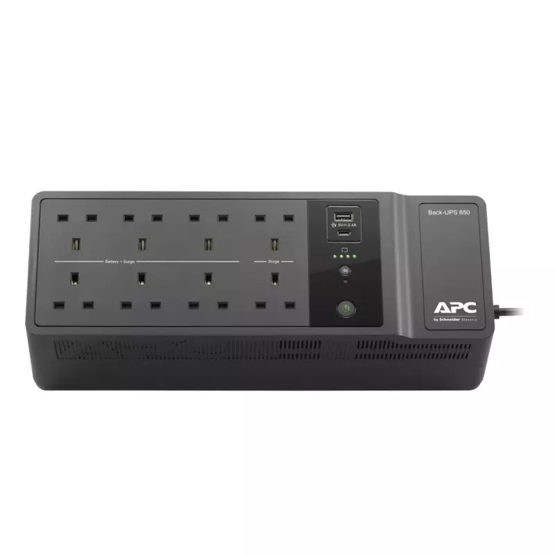 APC Back-UPS BE850G2-UK - 8x BS 1363 ligzdas, 850VA, 2 USB lādētāji, 1 USB datu pieslēgvieta