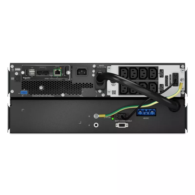 APC Smart-UPS On-Line, 1500VA, litija jonu, statņa montāžas 4U, 230V, 8x C13 IEC ligzdas, tīkla karte, pagarināts darbības laiks, komplektā montāžas sliedes