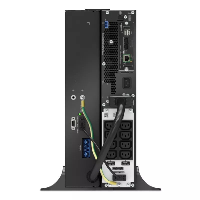 APC Smart-UPS On-Line, 1500VA, litija jonu, statņa montāžas 4U, 230V, 8x C13 IEC ligzdas, tīkla karte, pagarināts darbības laiks, komplektā montāžas sliedes