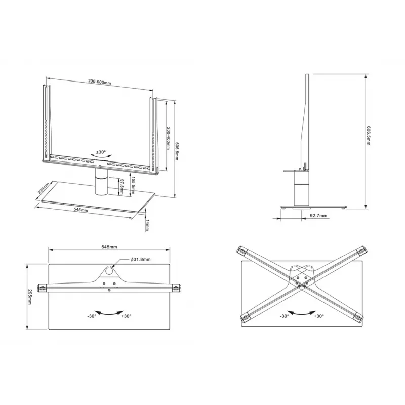 Galda statīvs Multibrackets M VESA Turn Melns Large MAX 600x400