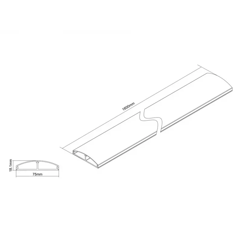 Multibrackets M vadu slēptuve SS melna, 75 mm platums - 1600 mm garums