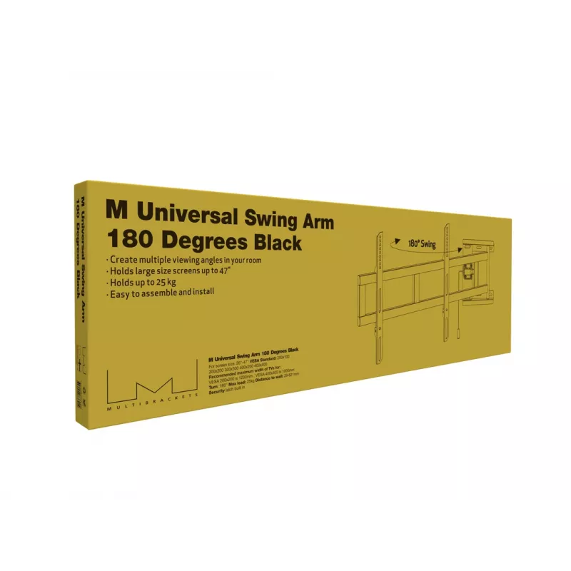 Pagriežamais sienas stiprinājums MULTIBRACKETS M Universal 180° — 26 collu–47 collu ekrāniem, VESA līdz 400x400, maks. 25 kg, melns