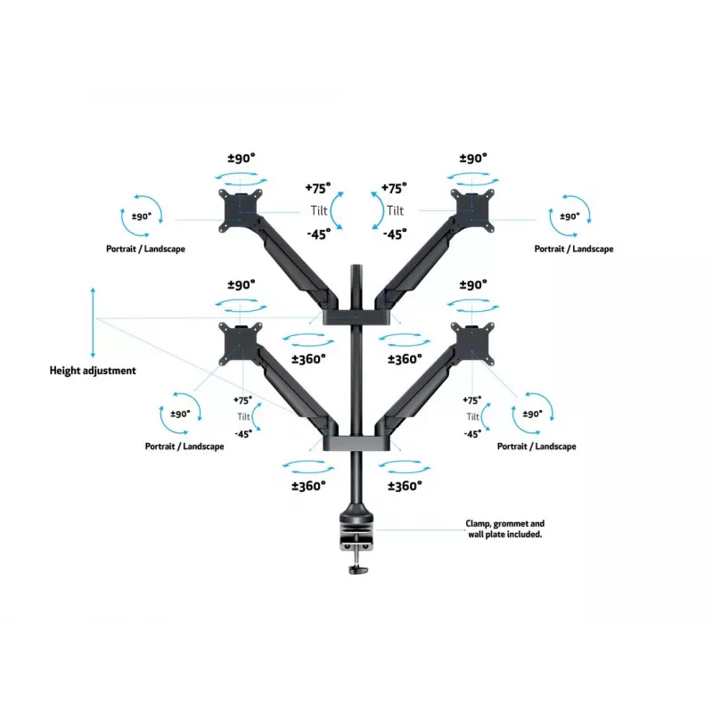 Multibrackets M VESA Gas Lift Arm Quad Melns 40 kg 15-32 collas