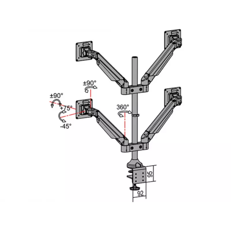 Multibrackets M VESA Gas Lift Arm Quad Melns 40 kg 15-32 collas