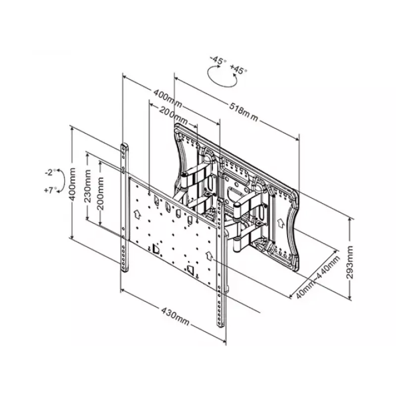 Multibrackets M VESA Super plāns Tilt & Turn Plus HD stiprinājuma kronšteins