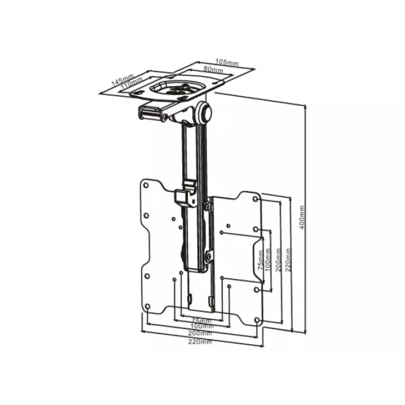 Montāžas kronšteins Multibrackets M Vesa Flip Down Melns