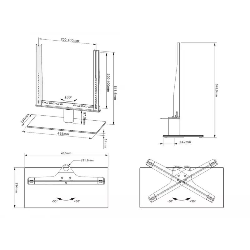 Galda statīvs Multibrackets M VESA Tablestand Turn melns vidējs MAX 400x400