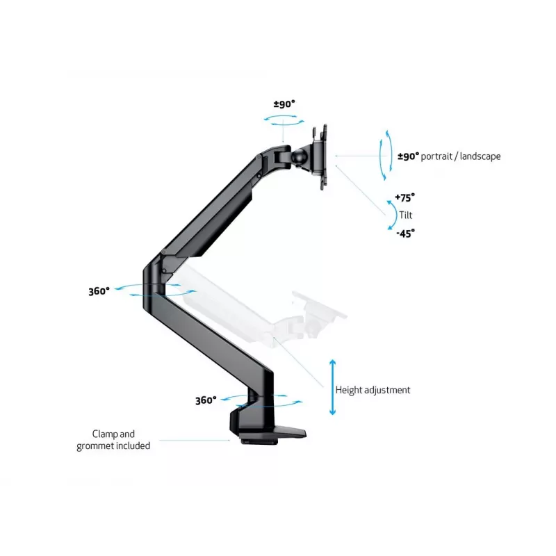 Multibrackets M VESA Gas Lift Arm Single Melns HD