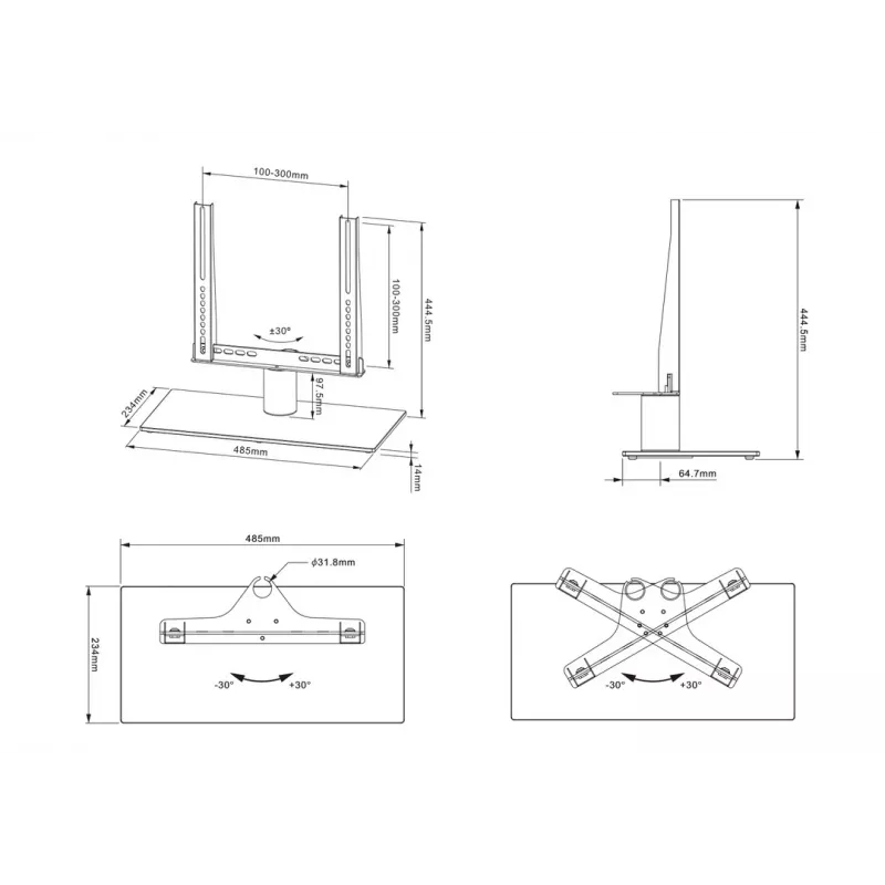 Multibrackets M VESA galda statīvs Turn Small MAX 300x300 melns