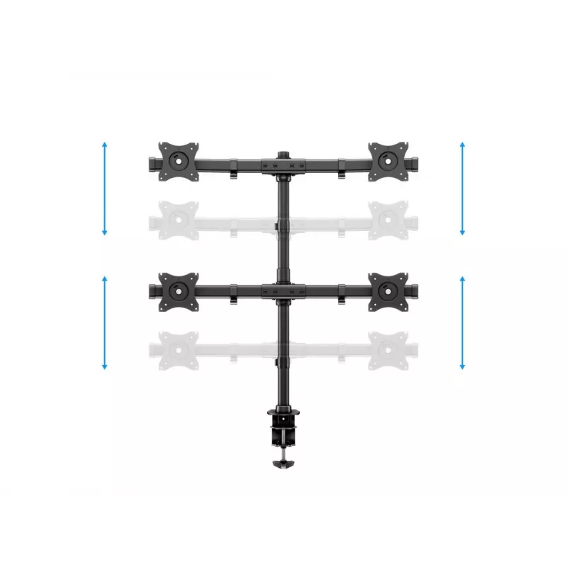 Multibrackets M Deskmount Basic Quad, skava/caururbums, 32 kg, 38,1 cm (15″), 68,6 cm (27″), 100 x 100 mm, melns
