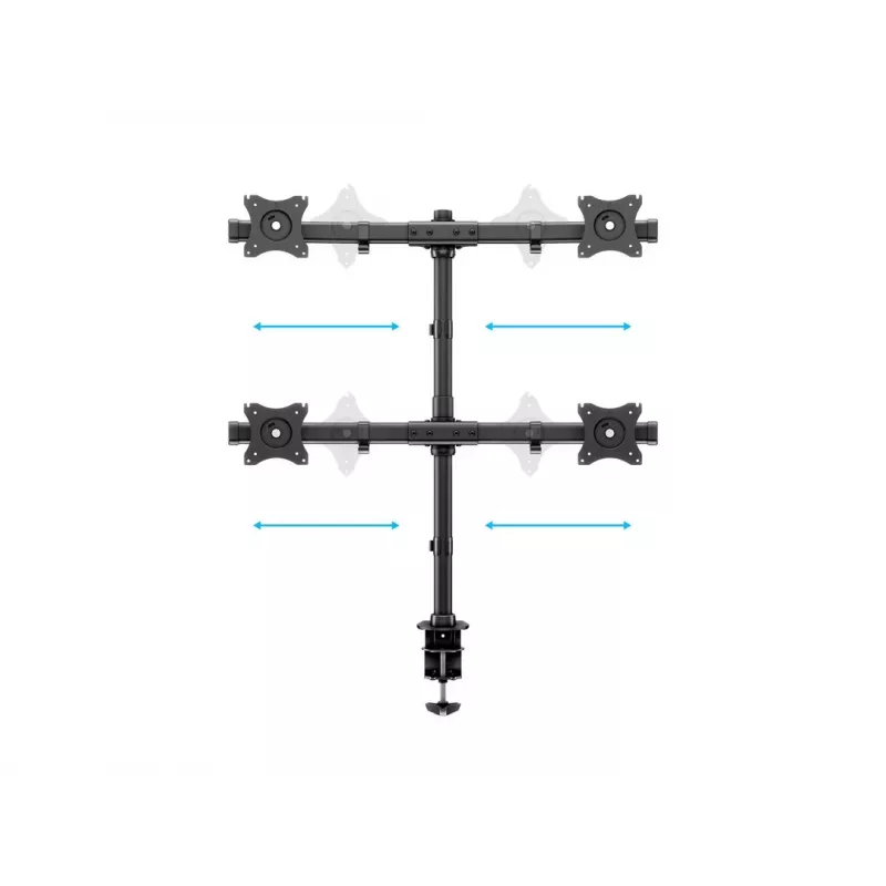 Multibrackets M Deskmount Basic Quad, skava/caururbums, 32 kg, 38,1 cm (15″), 68,6 cm (27″), 100 x 100 mm, melns