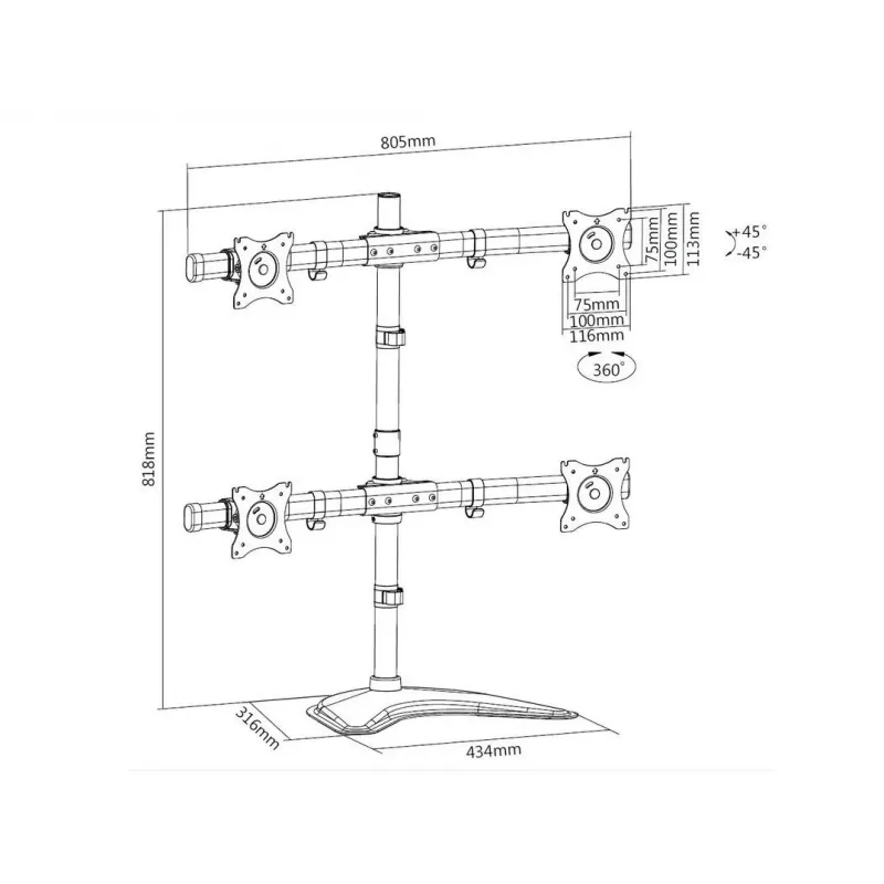 Multibrackets M Deskstand Basic Quad brīvi stāvošs stiprinājums 32 kg 15-27 collas