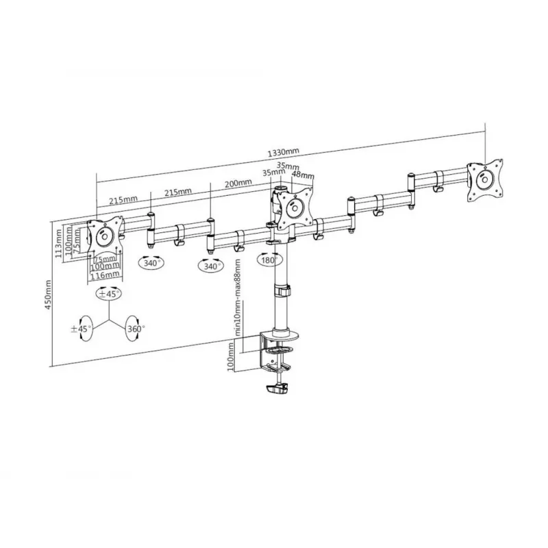 Galda stiprinājums Multibrackets M Deskmount Basic Triple