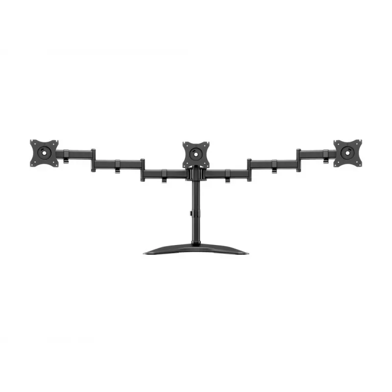 Monitora galda statīvs MULTIBRACKETS M Deskstand Basic Triple — 3 virzienu, VESA 75x75–100x100, balsta līdz 24 kg, 15 collu–27 collu ekrāniem, melns