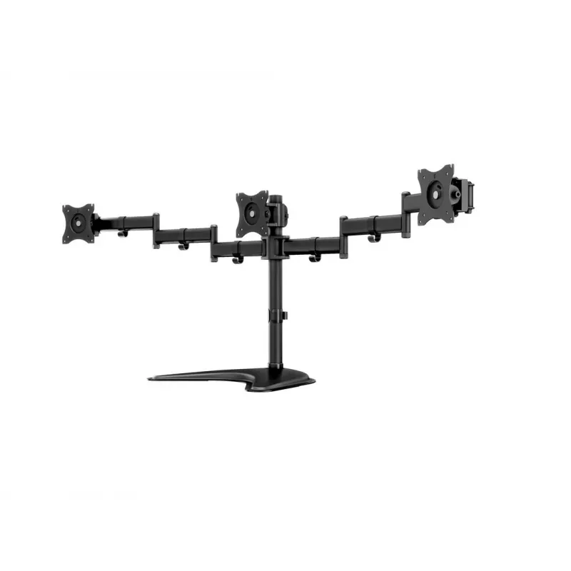 Monitora galda statīvs MULTIBRACKETS M Deskstand Basic Triple — 3 virzienu, VESA 75x75–100x100, balsta līdz 24 kg, 15 collu–27 collu ekrāniem, melns