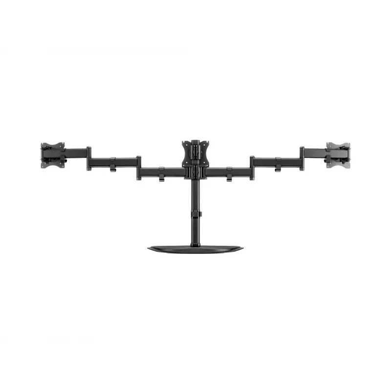 Monitora galda statīvs MULTIBRACKETS M Deskstand Basic Triple — 3 virzienu, VESA 75x75–100x100, balsta līdz 24 kg, 15 collu–27 collu ekrāniem, melns