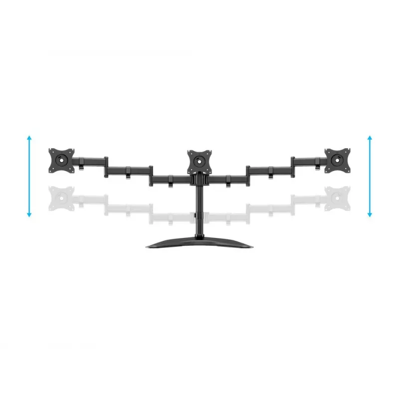 Monitora galda statīvs MULTIBRACKETS M Deskstand Basic Triple — 3 virzienu, VESA 75x75–100x100, balsta līdz 24 kg, 15 collu–27 collu ekrāniem, melns